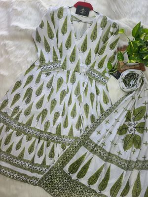 নিউ ব্লক স্কিন প্রিন্টেড পিওর কটন আনারকলি গাউন টু-পিস_img_3