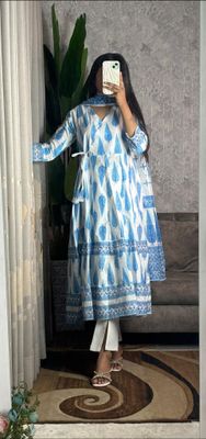 নিউ ব্লক স্কিন প্রিন্টেড পিওর কটন আনারকলি গাউন টু-পিস_img_4