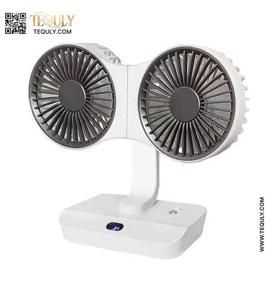 Rechargeable Double Head Auto Rotation Desktop Fan_img_0