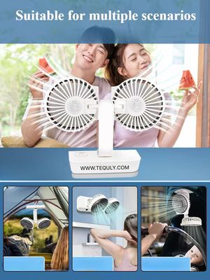 Rechargeable Double Head Auto Rotation Desktop Fan_img_1