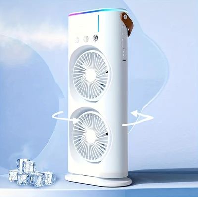 Rechargeable Double Head Portable Mini Air Cooling Mist Fan with Remote_img_3