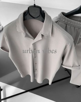 Korean stylish Shirt & Trouser combo set Grey Color_img_1