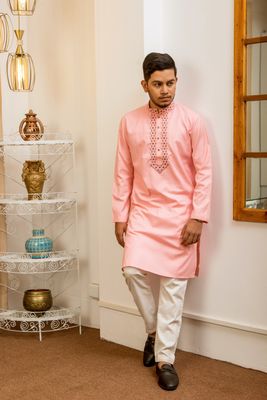 Men's Embroidery Panjabi - Pink_img_1