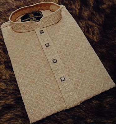 Elegant Cream Color Embroidered Panjabi for Men - Premium Festive Wear_img_0