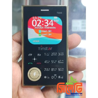 Tinstar T666 Dual sim supported Card phone Golden color_img_1