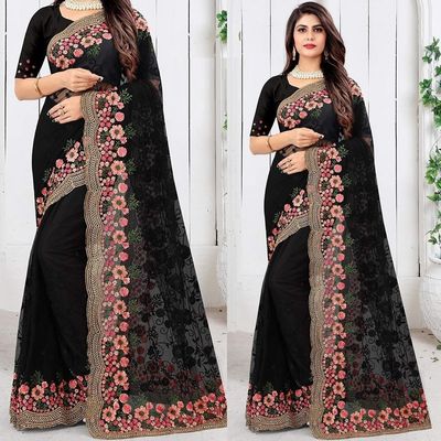 Embroidery work party saree_img_1
