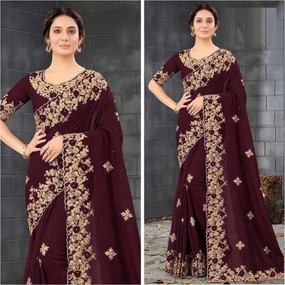 Embroidery work party saree_img_4