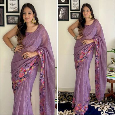 Embroidery work party saree_img_2