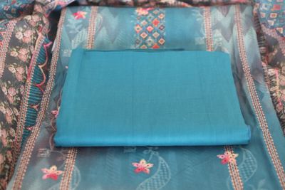Womens Deep Turquoise Premium Embroidery Three Piece_img_1