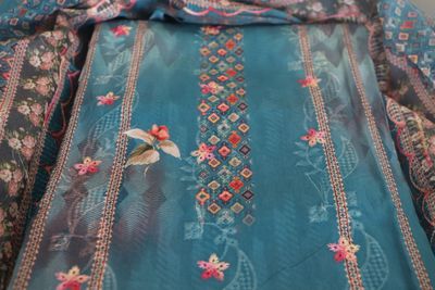 Womens Deep Turquoise Premium Embroidery Three Piece_img_2