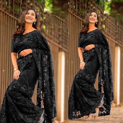 Embroidery work party saree_img_3