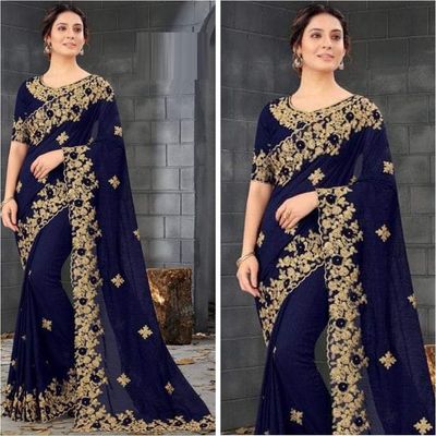 Embroidery work party saree_img_3