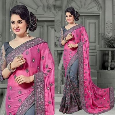 Embroidery work party saree_img_3