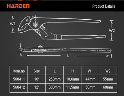 HARDEN Groove Joint Water Pump Plier ( 10 inch | 12 inch), Monkey Plier, Chrome Vanadium Professional; Model: 560411 | 560412_img_2