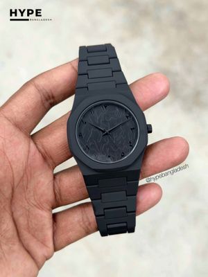 Black Calligraphy Dial Polycarbon Plastic Lightweight Watch_img_1