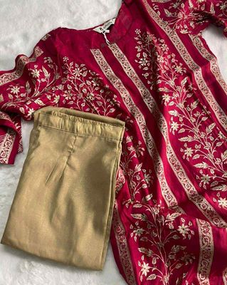 Premium Indian Viscose Silk Kurti Set with Straight Pant – RAYNIX_img_1