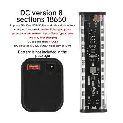 Fast Charging 8pcs 18650 Battery Power Bank Case Adjustable DC Voltage with White and RGB LED Light_img_0