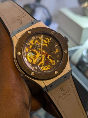 Hublot Auto Belt White Silver Case Black Bezel V2 Velvet_img_0