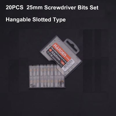 HARDEN Flat Screwdriver Bits Set 20 Pcs – Magnetic SL3 & SL6 (25mm) with Plastic Box; Model 550503 / 550506_img_1