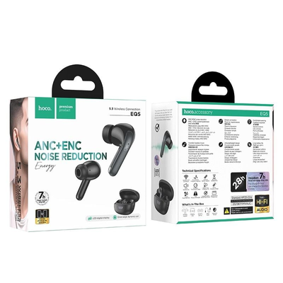HOCO EQ5 ANC+ENC Bluetooth 5.3 Wireless Earphone – Black Color_img_1