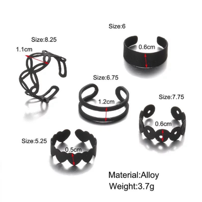 5 piece black adjustable ring set._img_2