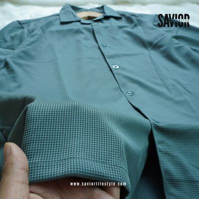 Foggey Teal - Drop Shoulder Cuban Shirt_img_3