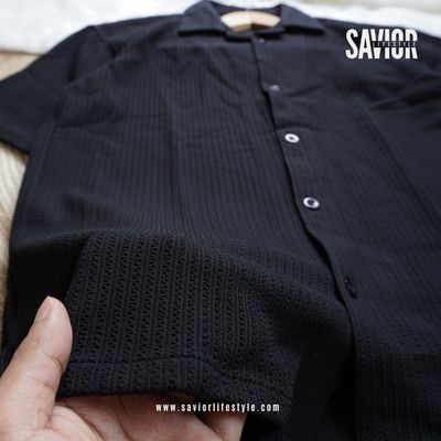 Deep Black - Drop Shoulder Cuban Shirt_img_3