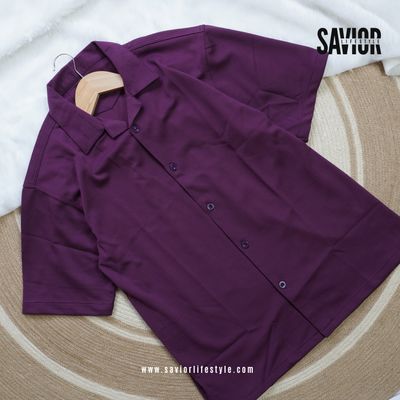 Purple - Drop Shoulder Cuban Shirt_img_1
