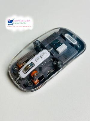 GearUP WM30 Transparent Crystal 2.4G + Bluetooth Magnetic Wireless Mouse- Gray Color_img_0