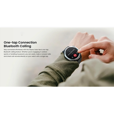 Haylou Solar Neo 1.53 inch Bluetooth Calling Smart Watch (Silicone plus Woven) Strap- Black_img_2
