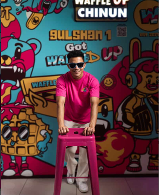 Waffle Up Large Character Printed Unisex Oversized Drop Shoulder Graphic Tees in Pink | Waffle Up X NEED SUPPLY_img_6