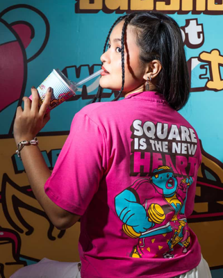 Waffle Up Large Character Printed Unisex Oversized Drop Shoulder Graphic Tees in Pink | Waffle Up X NEED SUPPLY_img_14