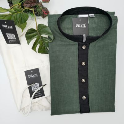 Green Panjabi with Black Lace_img_0