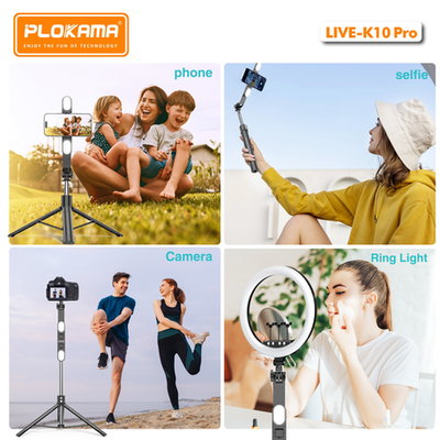 Plokama K10 Pro Long Tripod LED Light, Selfie Stick, Strong Tripod -200cm_img_2