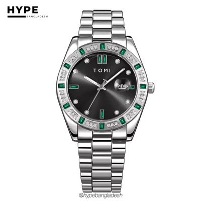 TOMI T-305 Men's Luxury Stone Stainless Steel Watch Gift Box Set (Black)_img_6