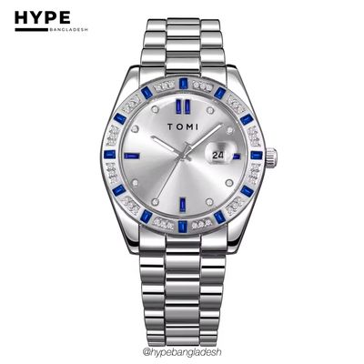 TOMI T-305 Men's Luxury Stone Stainless Steel Watch Gift Box Set (White)_img_5