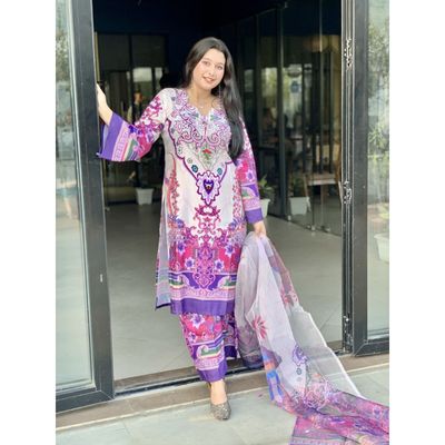 Ready Made Pure dubai silk Digital Print Three Piece_img_2