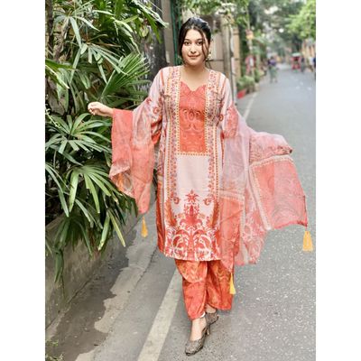 Ready Made Pure dubai silk Digital Print Three Piece_img_3