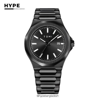 TOMI T-301 Men's Luxury Stainless Steel Watch Gift Box Set (Black)_img_5