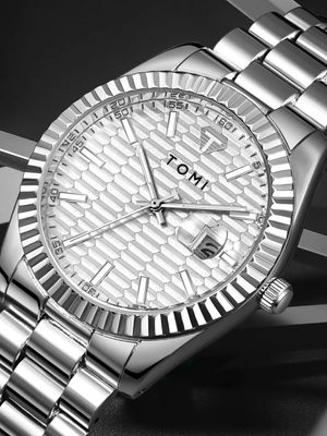 TOMI T-304 Men's Luxury Stainless Steel Watch Gift Box Set (White)_img_2