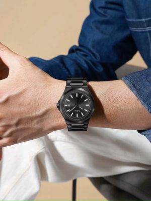 TOMI T-301 Men's Luxury Stainless Steel Watch Gift Box Set (Black)_img_4