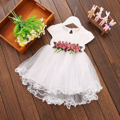 Kids Girls Summer Waist Flower Princess Party Dress (0 to 24 months)_img_1