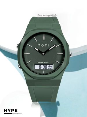 TOMI T-238 Dual Time Sports Watch (Green)