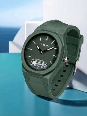 TOMI T-238 Dual Time Sports Watch (Green)_img_1
