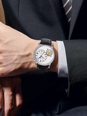 TOMI T-103 Face Gear Dual Strap Leather Belt Watch (White)_img_2