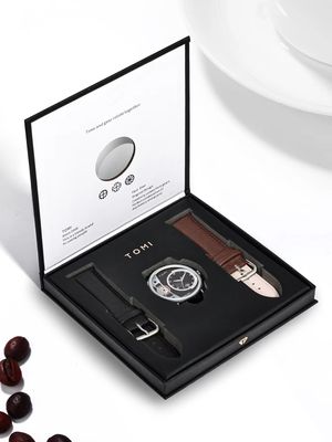 TOMI T-105 Face Gear Dual Strap Leather Belt Watch (Black)_img_5