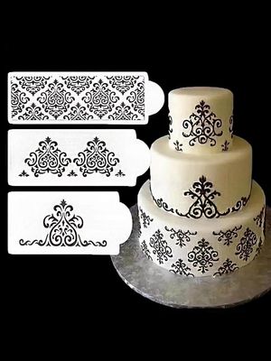 3-Piece Set Cake Decorating Stencils Random Design_img_0