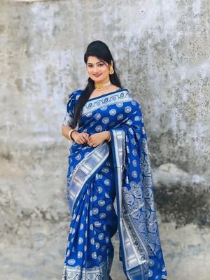 Indian soft katan shareeসফট সিল্ক ইন্ডিয়ান ইন্সপায়ার্ডবেনারসি কাতান শাড়ি🥻_img_1