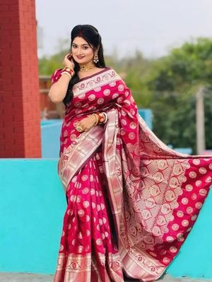 Indian soft katan shareeসফট সিল্ক ইন্ডিয়ান ইন্সপায়ার্ডবেনারসি কাতান শাড়ি🥻_img_3