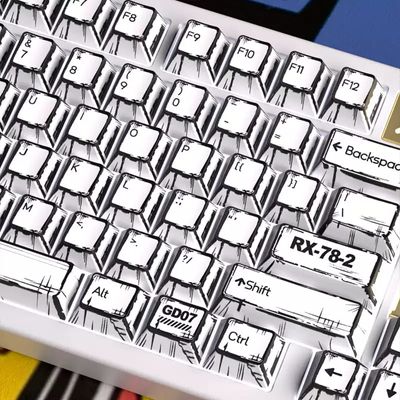 Black and White Comic Style PBT OEM Keycaps_img_2